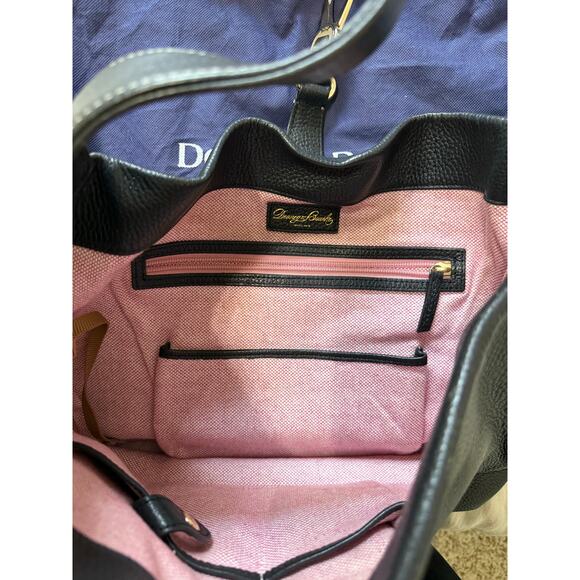 Dooney & Bourke Black Pebble‎ Leather Shoulder Bag with Gold Hardware & Dust Bag - Picture 3 of 8